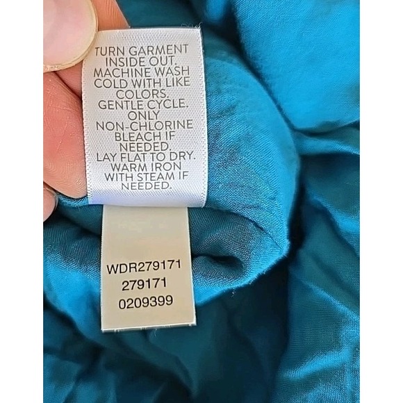 J Jill Long Dress 3/4 Sleeve V-neck Green Blue Paisley Size L Boho Cottagecore - Picture 13 of 15